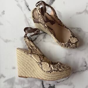 NEW Coach Maritza Snakeskin Leather Espadrille Wedges Size 7